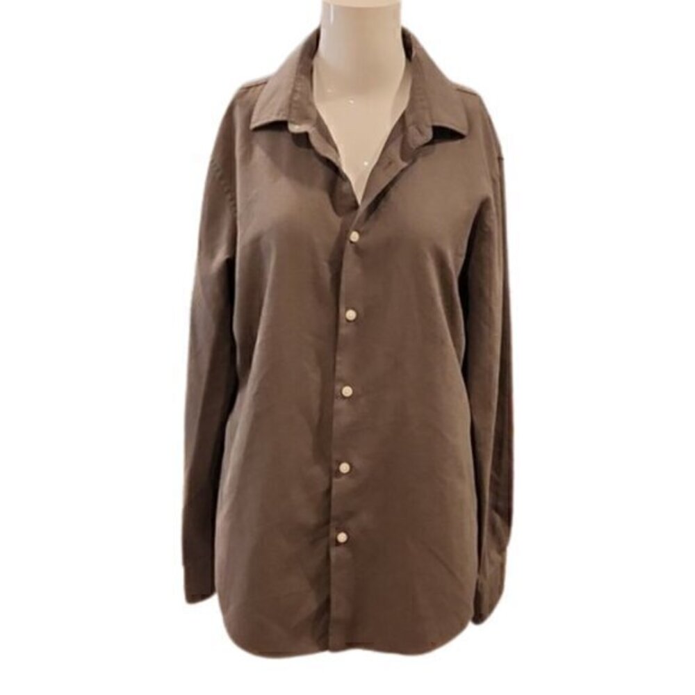 [Zara] Gray Slim Fit Long Sleeve Button Down Shirt - Size L